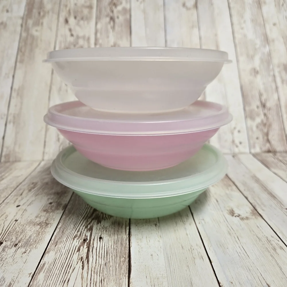 Translucent, Pink, and Green Bowl Set